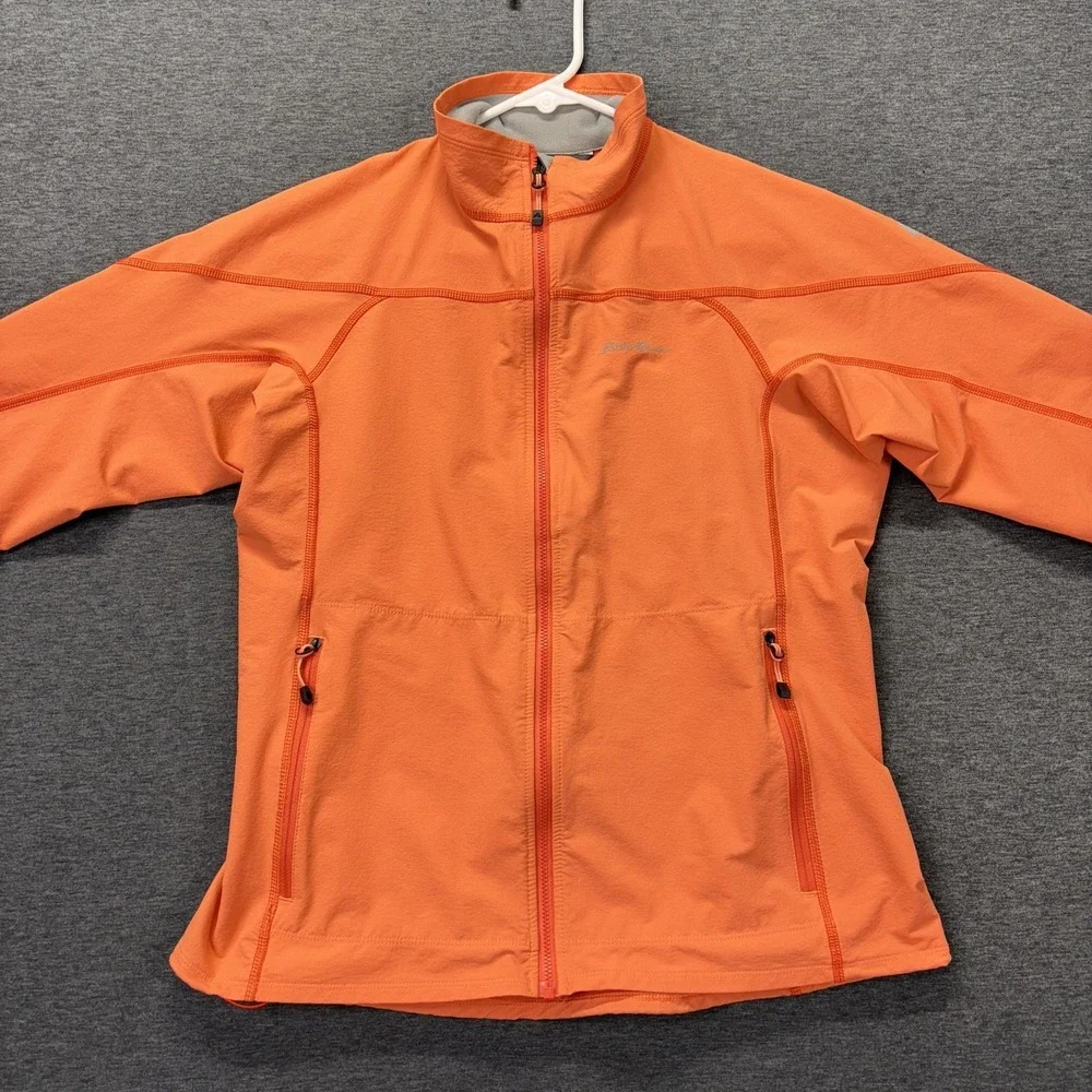 Eddie Bauer First Ascent Jacket Womens Medium Orange Soft Shell Full Zip Hiking‎